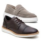 2 Sapato Masculino Mocassim Camurça Sapato Oxford Casual Social Esporte Fino