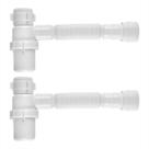 2 Sifão Copo Sanfonado Universal Flexível Tubo Branco Astra 2 Sifão Copo Sanfonado Universal Flexível Tubo Branco Astra