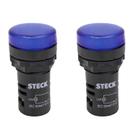 2 Sinaleiro LED 22,5mm Steck 220V Luminoso Azul SLDS2204