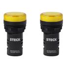 2 Sinaleiro LED 22mm Steck 24V Luminoso Amarelo SLDS243