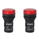 2 Sinaleiro LED 22mm Steck 24V Luminoso Vermelho SLDS241