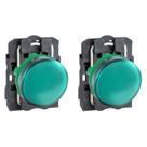 2 Sinalizador Plástico 22mm 250V Verde Para Lâmpada Ba9s Schneider