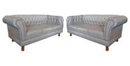 2 Sofás Chesterfield Capitone Duque Corano Bege 2,30cm