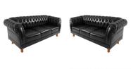2 Sofás Chesterfield Capitone Duque Corano Preto 2,00cm