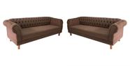 2 Sofás Chesterfield Capitone Duque Suede Marrom 1,80cm