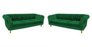 2 Sofás Chesterfield Capitone Duque Suede verde bandeira 2,30cm