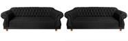 2 Sofás Chesterfield Capitone Elisabeth Suede Preto 2,00cm