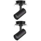 2 Spot Direcionável Embutir 7w Preto Bivolt 6500k Foxlux