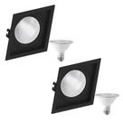 2 Spot Embutir Quadrado Recuo PAR30 + 1 Lâmpada LED 10W 6500K E27