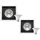 2 Spot Embutir Quadrado Recuo PAR30 + 1 Lâmpada LED 10W 6500K E27