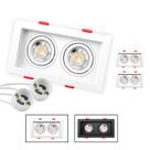 2 Spot Recuado Duplo Embutir Led + Lâmpada Mr16 Gu10 Luminária Teto Sala Dicroica Branco Preto Cor Spots + Lâmpadas:Spot