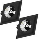 2 Spot Recuado Embutir Preto Gu10 Ar70 Save Energy Quadrado