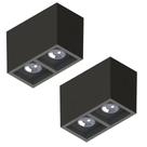 2 Spot Sobrepor Save Energy Boxit Duplo Par20 E27 Preto