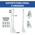 2 Suporte Para Varal Dobrável Branco com parafusos e buchas