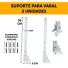 2 Suporte Para Varal Dobrável Branco com parafusos e buchas