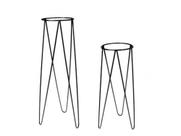 2 Suportes(45/60cm) Tripé Chão P/ Vaso Em Aço Preto