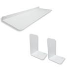 2 Suportes Aparador Para Livros Separador Bibliocanto + Prateleira Suspensa 60cm De Parede Multiuso