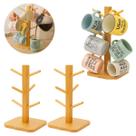 2 Suportes Organizador De Bambu P/ Canecas Xícaras 6 Ganchos