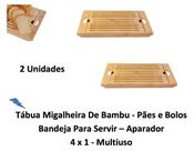 2 Tábua Migalheira Bambu Pão Bolo Bandeja Aparador Multiuso