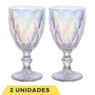 2 Taça Diamante 340ML Furta Cor Eventos Água Suco Rainbow