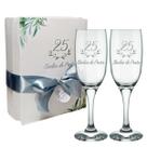 2 Taças Champanhe / 25 Anos / Bodas De Prata / Caixa Presente