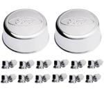 2 Tampa Cubo Dianteiro Ford Cargo 3/4 + 12 Capa Porca Logo 27mm