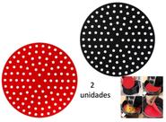2 Tapete Protetor Silicone Redondo Air Fryer Fritadeira 19,5 cm
