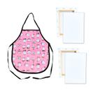 2 Telas Para Pintura 15x22cm e Avental Infantil Estampado Rosa Kit 2 Telas Para Pintura 15x22cm e Avental Infantil Estampado Rosa Kit