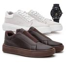 2 Tenis Casual Masculino Sneaker Oversize com Ajuste em Elastico Premium com Relógio