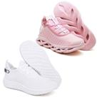 2 Tênis Feminino Caminhada Macio Confortavel Rosa/Branco