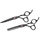 2 Tesoura De Cabelo Wmark D78 Ps022 Aco Inoxidavel Preto Profissional