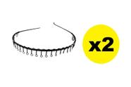 2 Tiaras Arco De Ferro Metal Preto Acessório de cabelo 14cm