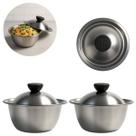 2 Tigelas Bowl De Metal C/ Tampa 550ml Saladeira Resistente