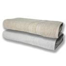 2 Toalhas Super Felpudas Grande E Grossa Algodão 80x150 Bege+branco