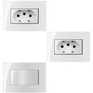 2 Tomada 3 Pinos 10a + 1 Interruptor Simples Embutir Móvel Branco Sleek 2 Tomada 3 Pinos 10a + 1 Interruptor Simples Embutir Móvel Branco Sleek