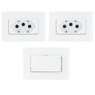 2 Tomada 3 Pinos 20a + 1 Interruptor Simples Embutir Móvel Branco Margirius 2 Tomada 3 Pinos 20a + 1 Interruptor Simples Embutir Móvel Branco Margirius