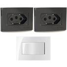 2 Tomada Embutir 3 Pinos 20a Preto + 1 Interruptor Simples Branco 2 Tomada Embutir 3 Pinos 20a Preto + 1 Interruptor Simples Branco