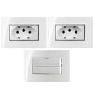 2 Tomada Embutir Móvel 3 Pinos 20a Branco + 1 Interruptor Simples Duplo 2 Tomada Embutir Móvel 3 Pinos 20a Branco + 1 Interruptor Simples Duplo