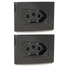 2 Tomada Móvel 3 Pinos 20a Embutir Painel Preto Margirius