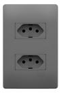 2 Tomadas 20a 250v Linha Habitat Onix Fame Cimento Queimado Cinza