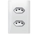 2 Tomadas Universal Horizontal 2P+T 10A Cromado com placa 4x2 Branca - DC-120032 - NOVARA