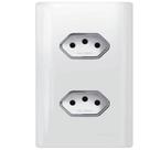 2 Tomadas Universal Horizontal 2p+t 10a Cromado com Placa 4x2 Branca Dc120032 Novara 2 Tomada U