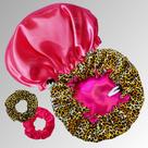 2 Touca de Cetim Dupla Face com Regulagem 2 Xuxinhas Scrunchie Antifrizz
