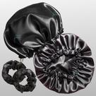 2 Touca de Cetim Dupla Face com Regulagem 2 Xuxinhas Scrunchie Antifrizz