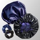 2 Touca de Cetim Dupla Face com Regulagem 2 Xuxinhas Scrunchie Antifrizz