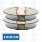 2 Travessa 3L Oval Tampa Sortida Grande Resistente Assados Forno