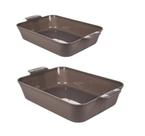 2 Travessa Retangular Gourmet 2,5 e 4,5L Servir Mesa Salada