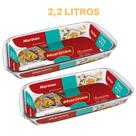2 Travessa Retangular Vidro 2,2L Assados Doces Torta Marinex