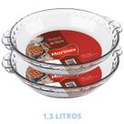 2 Travessas de Vidro Forma Filetada 1,3L Doces Torta Marinex