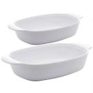 2 Travessas Melamina Branca P e M com Alças Laterais para Servir Arroz Saladas Lyor